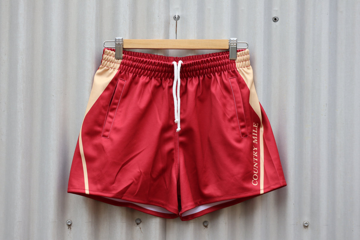 Rugby Shorts - Maroon/ Tan Stripe