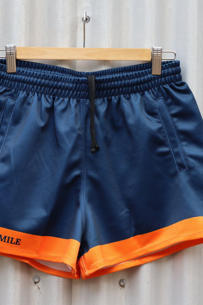 Footy Shorts - Navy and Orange