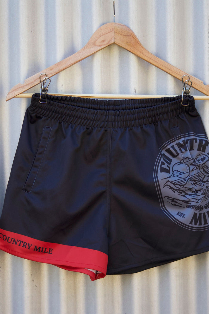 Footy Shorts - Black and Red
