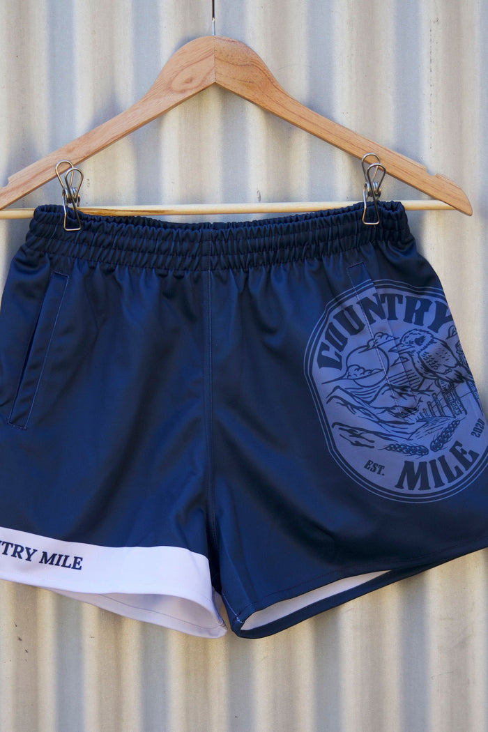 Footy Shorts - Navy & White