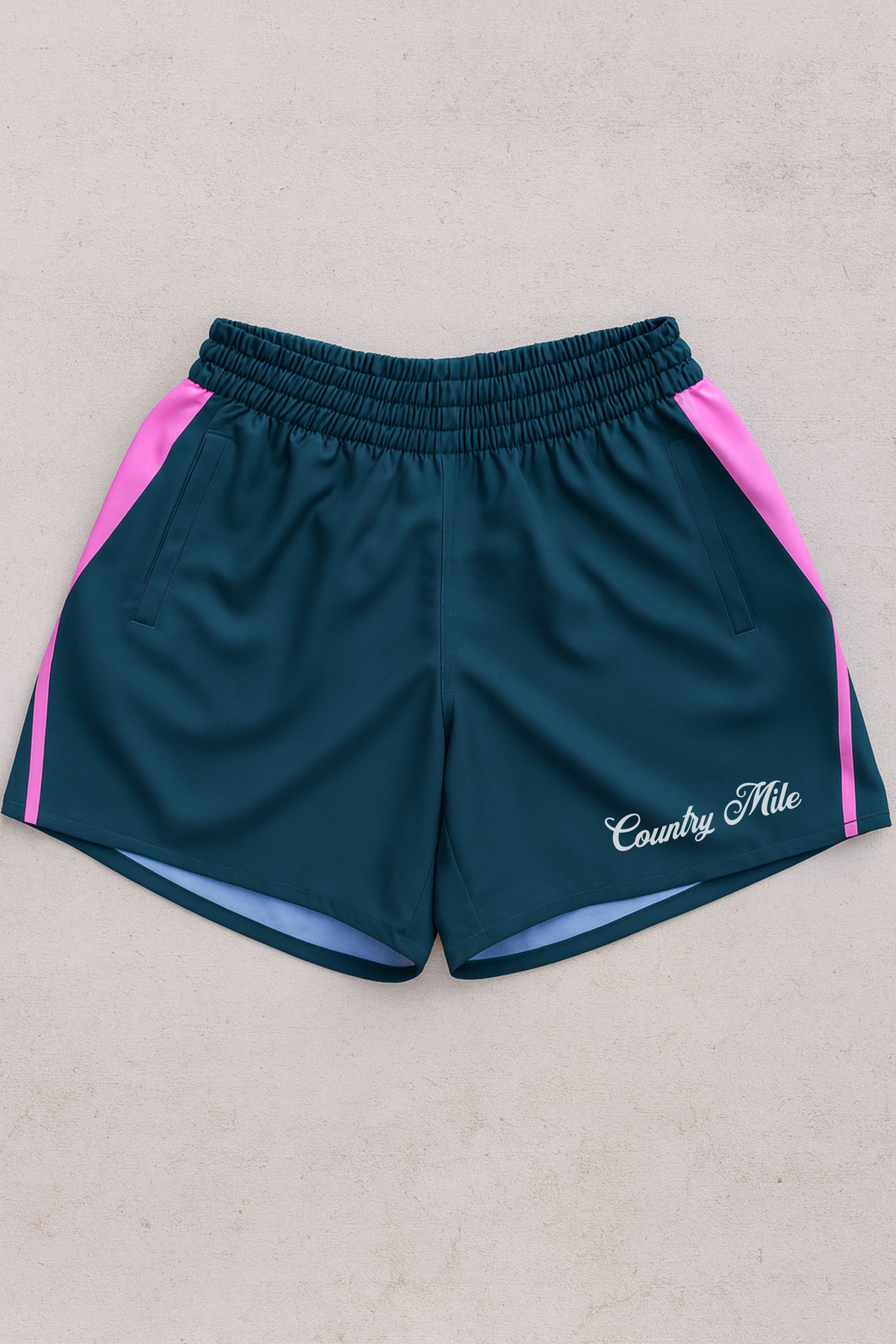 Footy Shorts - Original Green and Pink Stripe