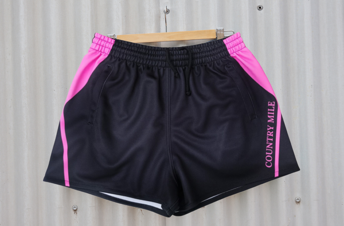 Rugby Shorts - Original Black & Pink Stripe