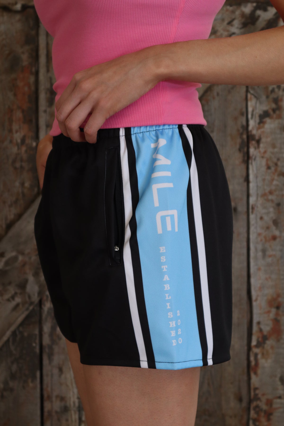 Footy Shorts - Black & Light Blue