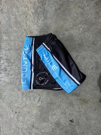 Footy Shorts - Black & Light Blue
