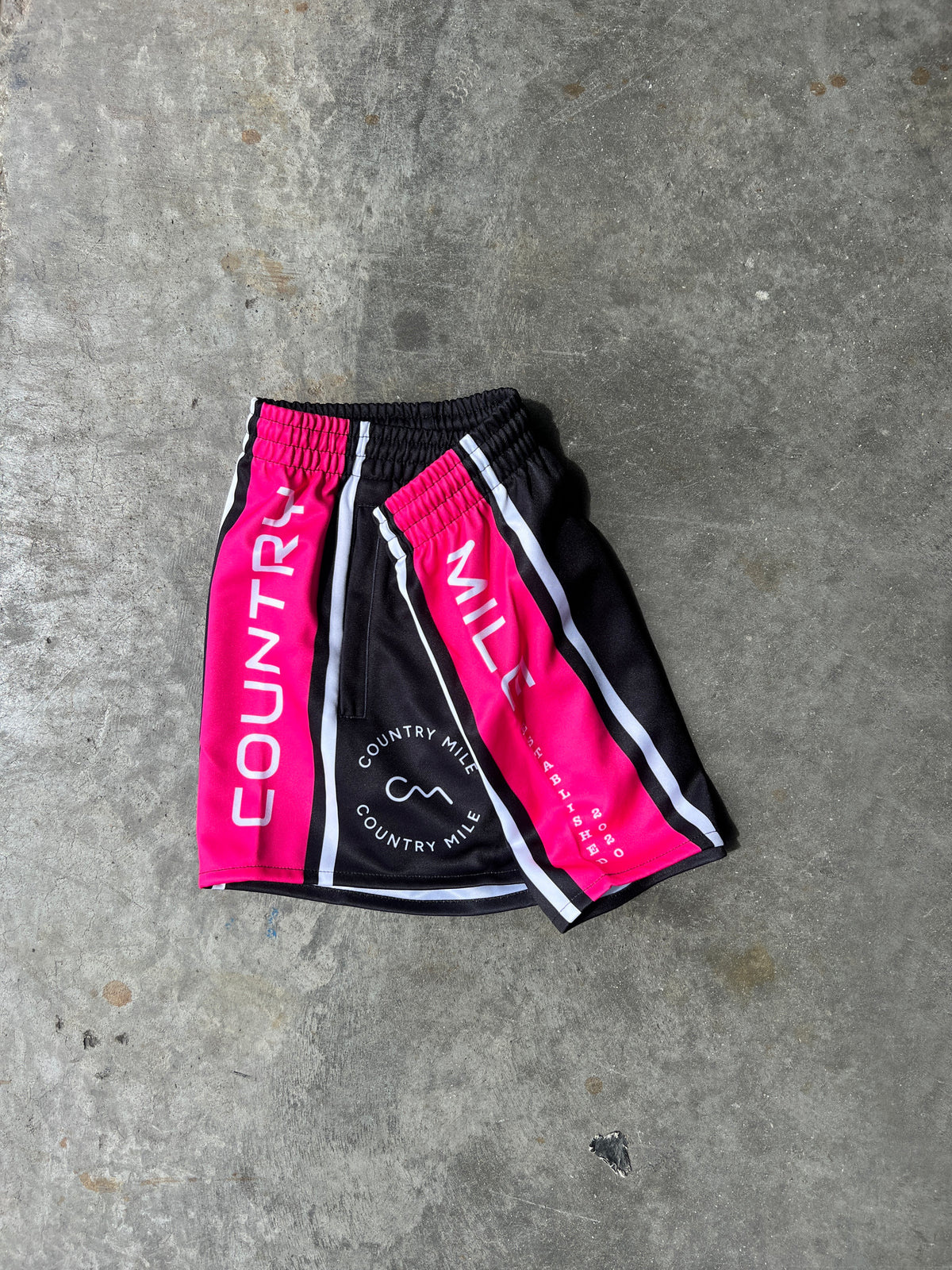 Footy Shorts - Black & Hot Pink