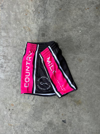 Footy Shorts - Black & Hot Pink