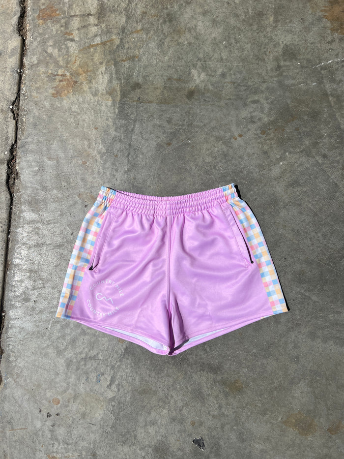 Footy Shorts - Bubblegum Gingham
