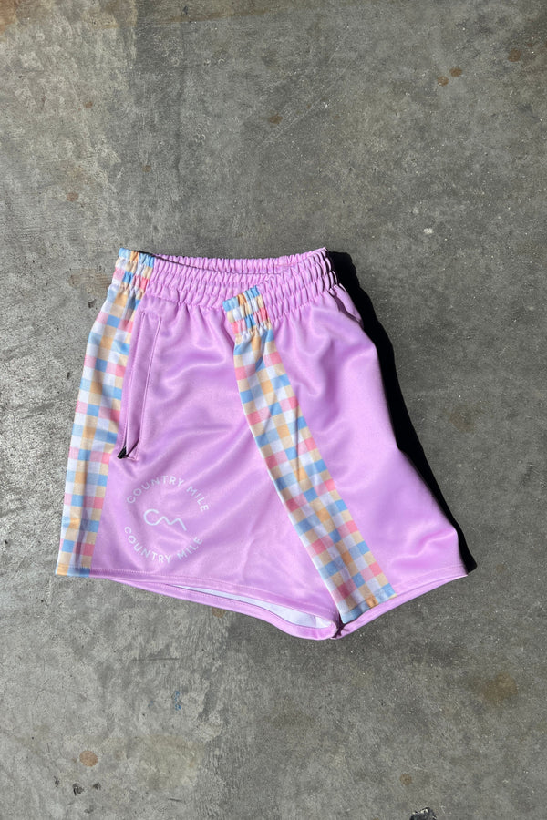 Footy Shorts - Bubblegum Gingham