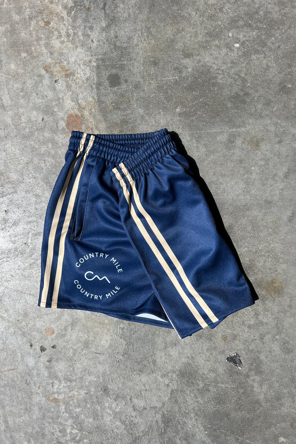 Footy Shorts - Navy & Tan