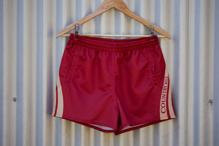 Rugby Shorts - Maroon/ Tan NEW